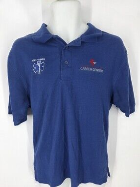 ​Port Authority Polo Shirt Medium M Blue EMT Training Cuyahoga Valley Career